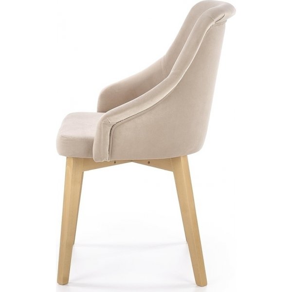 Chaise de salle à manger Catrin - Beige (Velours) / Bois Chaise de salle à manger Catrin - Beige (Velours) / Bois