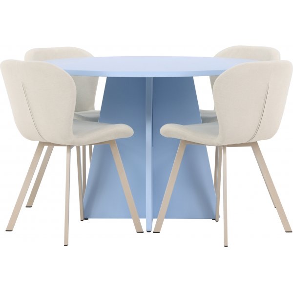 Matbord Bootcut med Lilja stolar - Beige/blå Matbord Bootcut med Lilja stolar - Beige/blå