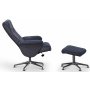 Times frskinnsftlj med fotpall (Recliner) - Mrkgrtt frskinn + Mbeltassar