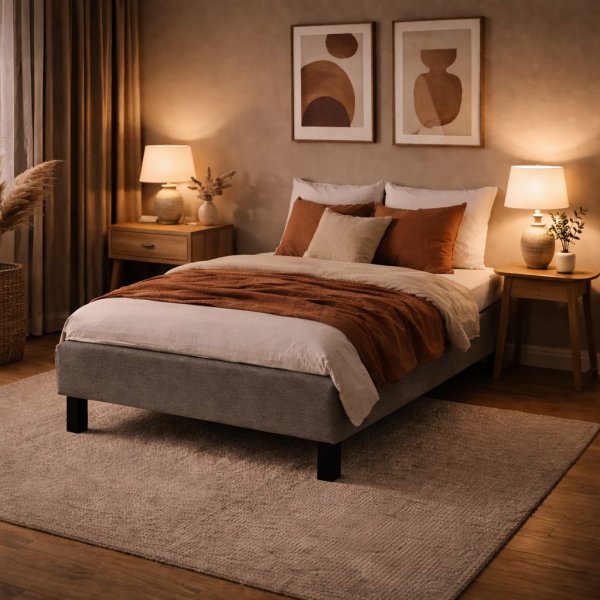 Komplett s�ng 90x200 cm gr� - Enkels�ng med b�ddmadrass och s�ngben