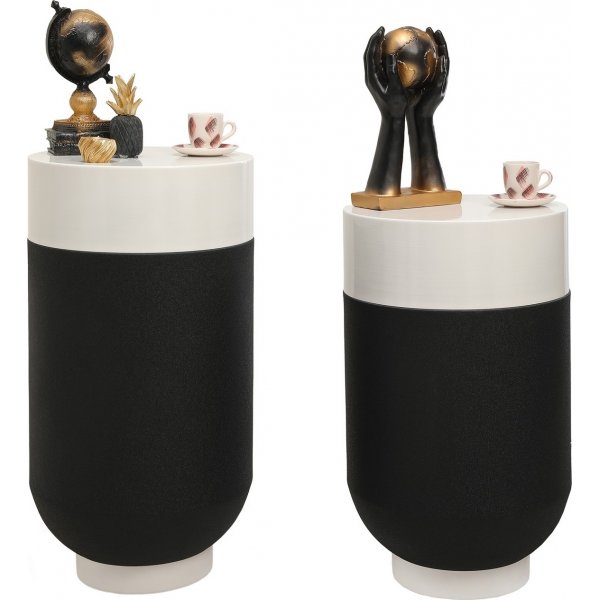 Bud sidobord set �40/40 cm - Svart/vit