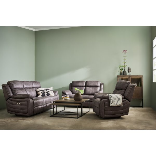 Teddy 2-sits reclinersoffa el - Brun