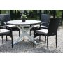 Scottsdale utematgrupp runt bord med 4 st stapelbara stolar - Gr/svart/vit