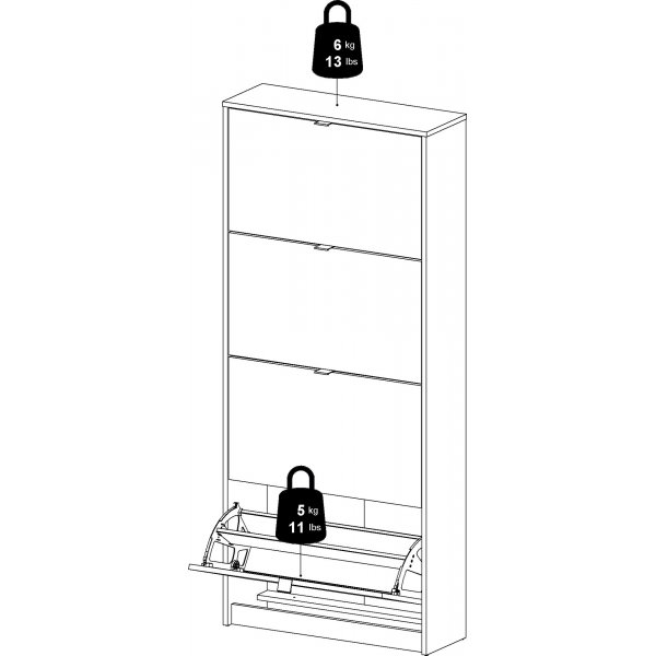 Meuble à chaussures profond avec 4 compartiments - Blanc Meuble à chaussures profond avec 4 compartiments - Blanc