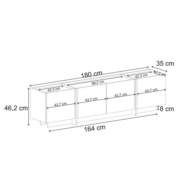 TV-b�nk Lorensa 180 cm - Antracit/Svart