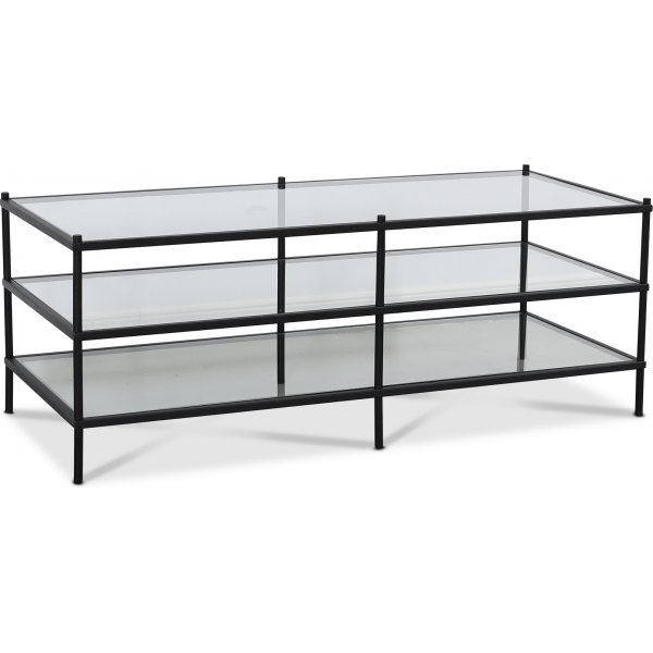 Tiffany Inca soffbord 120 x 51 cm - Svart / Glasskiva + Textilskydd fr mbler