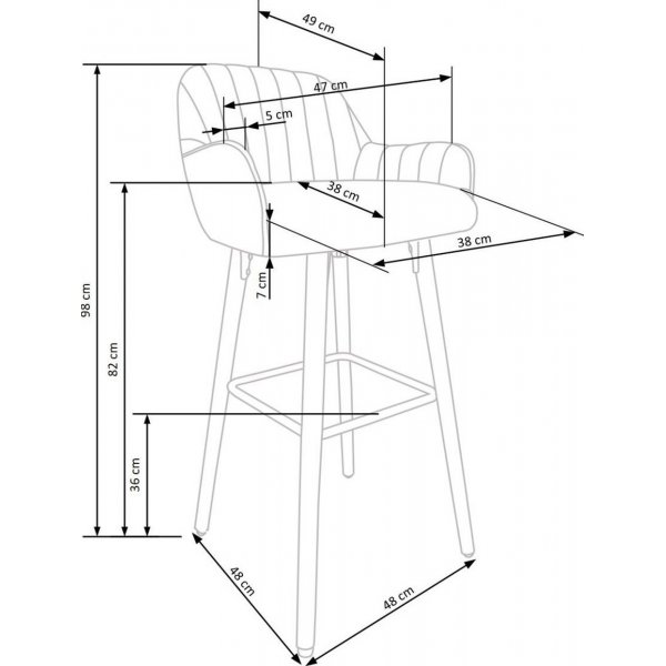 Tabouret de bar Wilfrid - Bleu fonc