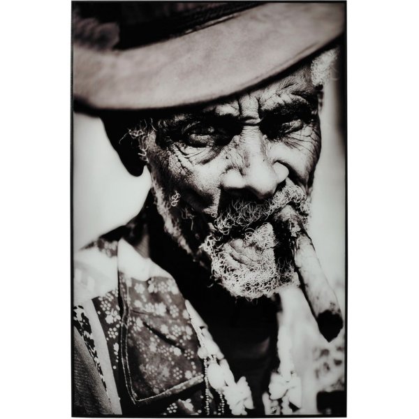 Glastavla - Man med cigarr - 80x120 cm