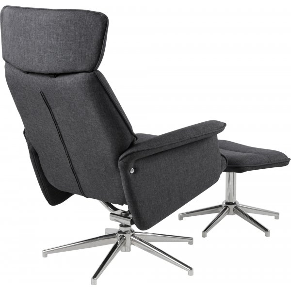 Fauteuil inclinable Alura avec repose-pieds - Gris/chrome Fauteuil inclinable Alura avec repose-pieds - Gris/chrome