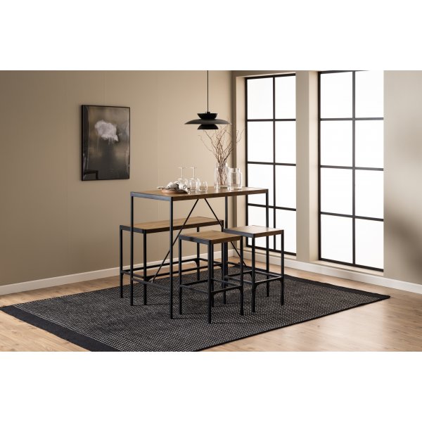 Bahamas bargroep met tafel, bank en 2 stoelen - Eiken/zwart