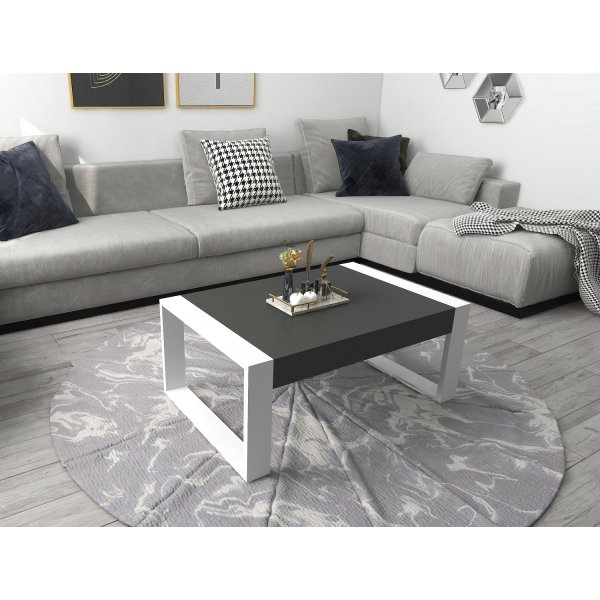 Retro soffbord 90 x 50 cm - Vit/antracit Retro soffbord 90 x 50 cm - Vit/antracit