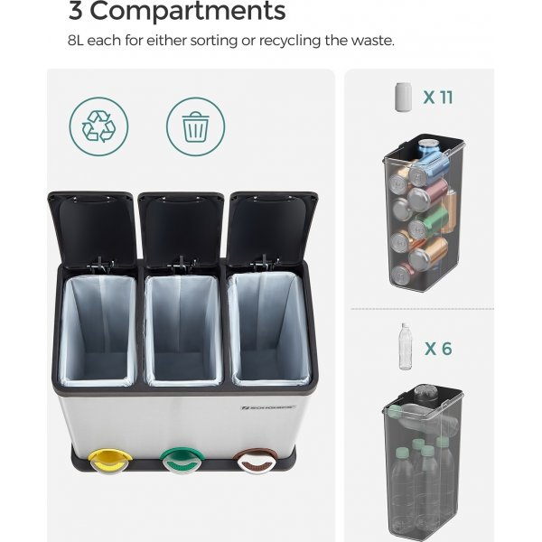 Maiken soptunna 24 l - Silver