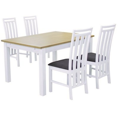 Skagen matgrupp - Bord inklusive 4 st stolar - Vit/Ek