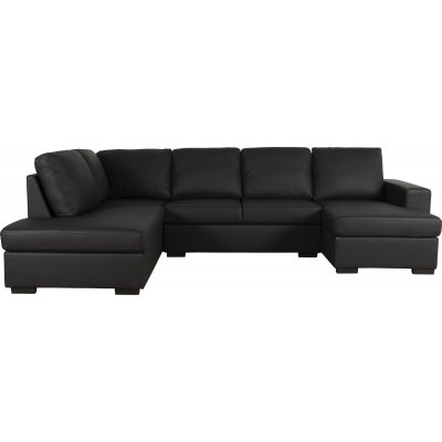 Solna U-soffa i svart PU A3D + Mbelvrdskit fr textilier