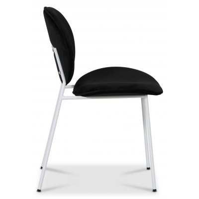 Rondo stol i svart sammet med vita ben + Flckborttagare fr mbler