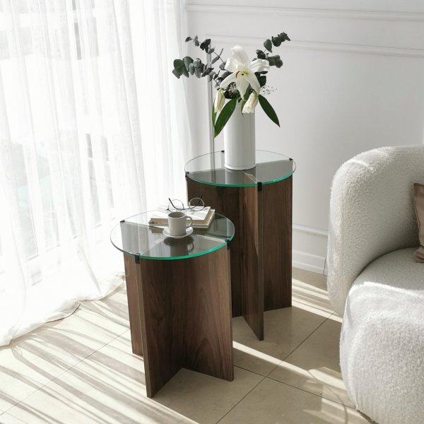 Table d'appoint Lily Ø40/40 cm - Noyer Table d'appoint Lily Ø40/40 cm - Noyer