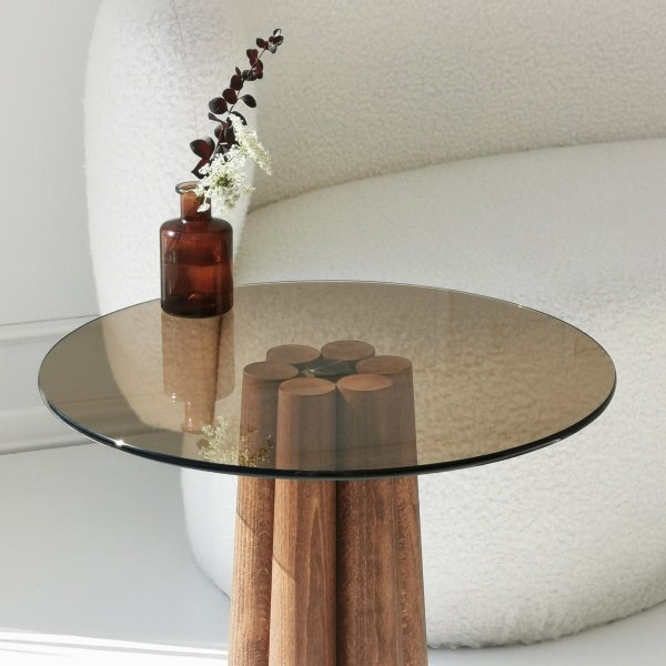 Table basse Thales 50 cm - Bronze/noyer