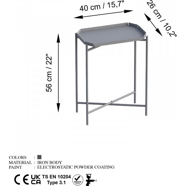 Table basse Vela 40 x 26 cm - Gris Table basse Vela 40 x 26 cm - Gris