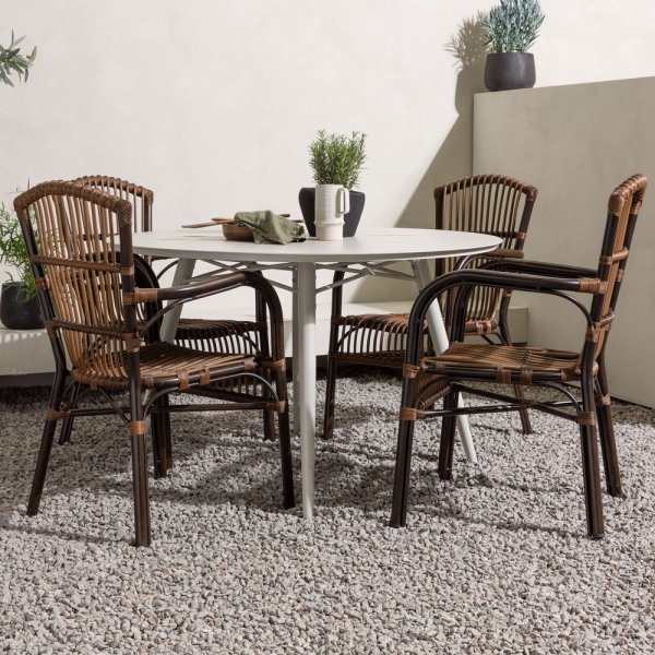 Lina utematgrupp med 4 st Galera stolar - Beige/Brun