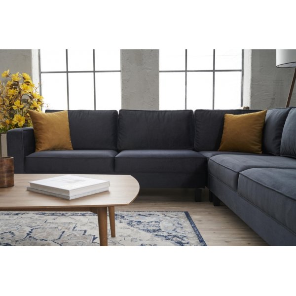 Canapé d'angle en velours anthracite Canapé d'angle en velours anthracite