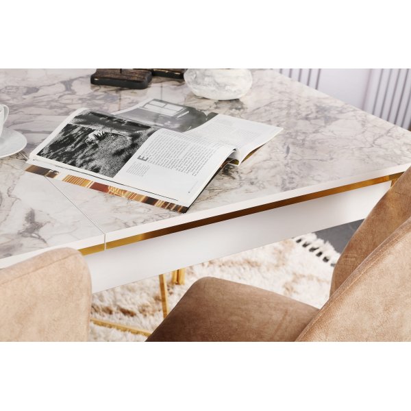 Table à manger Dalmar 147-182 cm - Or/blanc Table à manger Dalmar 147-182 cm - Or/blanc