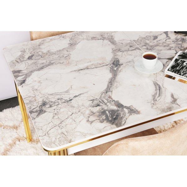 Table à manger Dalmar 147-182 cm - Or/blanc Table à manger Dalmar 147-182 cm - Or/blanc