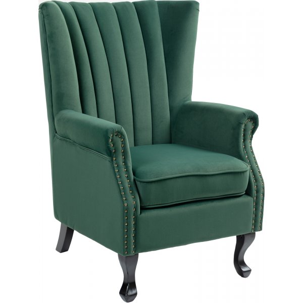 Fauteuil met oorkleppen in groen fluweel + Textielreiniging voor meubels Fauteuil met oorkleppen in groen fluweel + Textielreiniging voor meubels