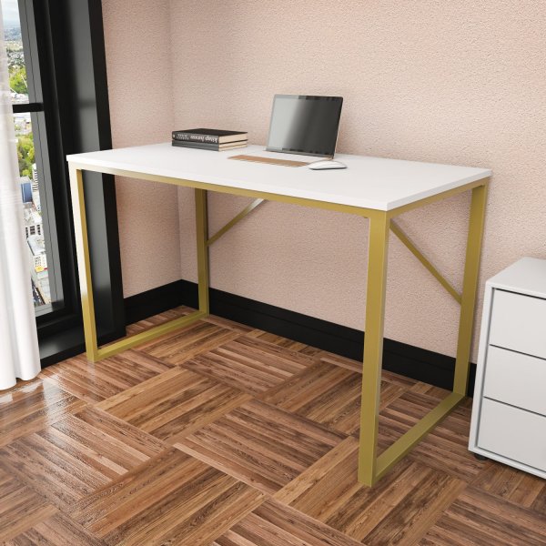 Layton skrivbord 120 x 60 cm - Guld/vit Layton skrivbord 120 x 60 cm - Guld/vit