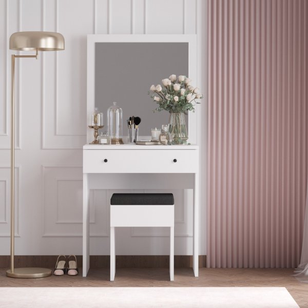 Felix sminkbord med sittpall 65 x 35 cm - Vit Felix sminkbord med sittpall 65 x 35 cm - Vit