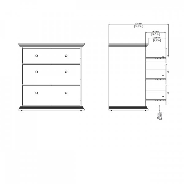 North Byrå med 3 lådor - Matt svart North Byrå med 3 lådor - Matt svart