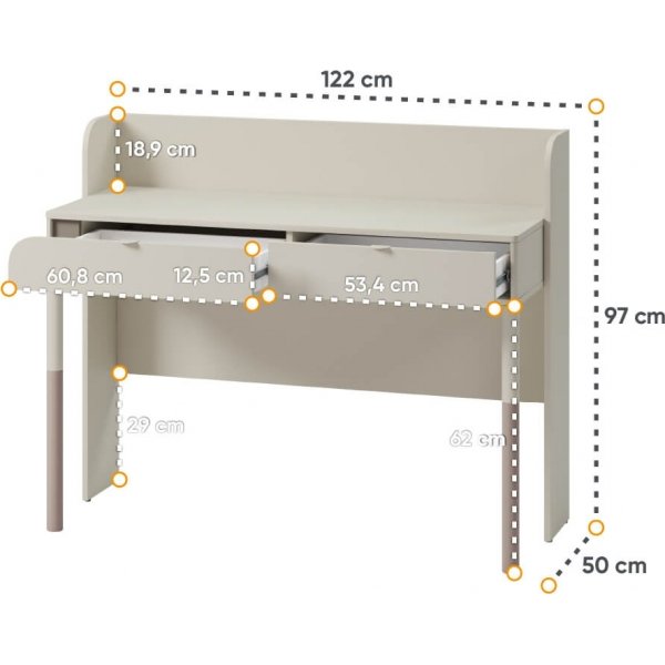 Harmony 122 x 50 cm skrivbord - Kashmir/tryffel Harmony 122 x 50 cm skrivbord - Kashmir/tryffel