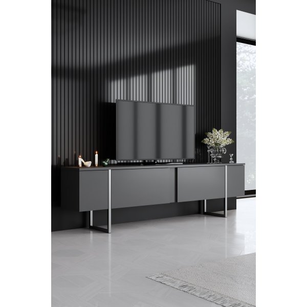 Meuble TV Lux - Anthracite/argent