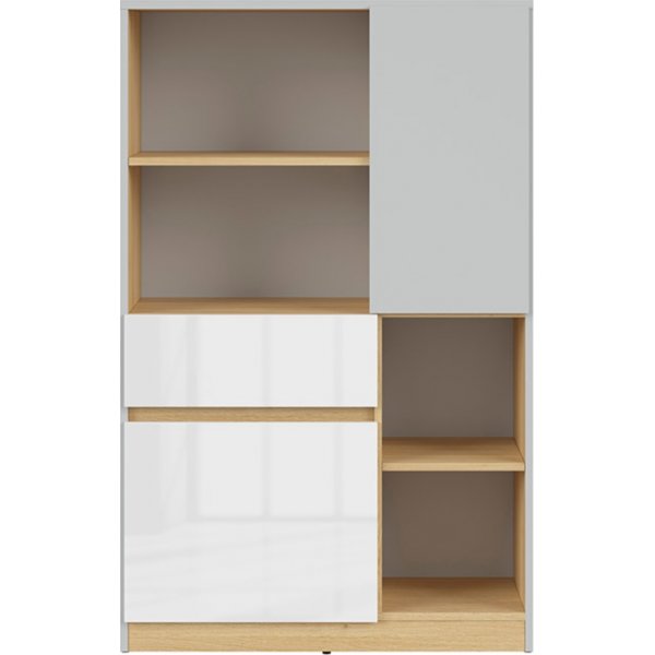 Nandu boekenkast - Grijs/eiken/wit Nandu boekenkast - Grijs/eiken/wit