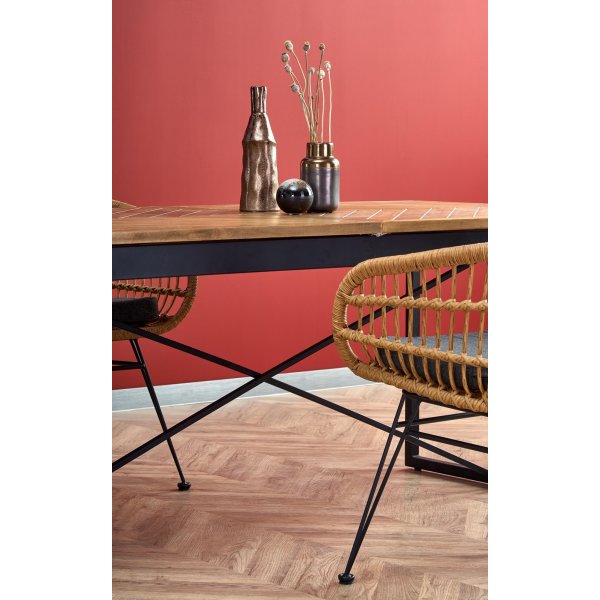 Table  manger extensible Santos 90x180-240 cm - Nid d'abeille/noir