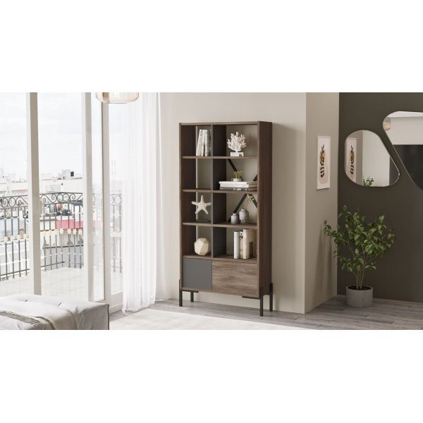 Bruno bokhylla - Brun/antracit Bruno bokhylla - Brun/antracit