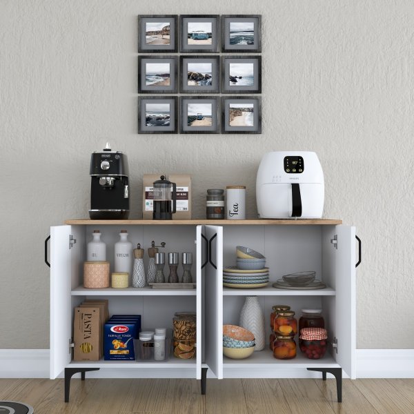 Buffet Jericho 162 - Blanc/noyer Buffet Jericho 162 - Blanc/noyer