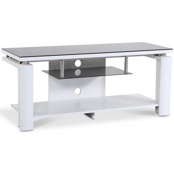 Malta tv-bnk 120 cm - Vit (Hgglans) / Svart glas