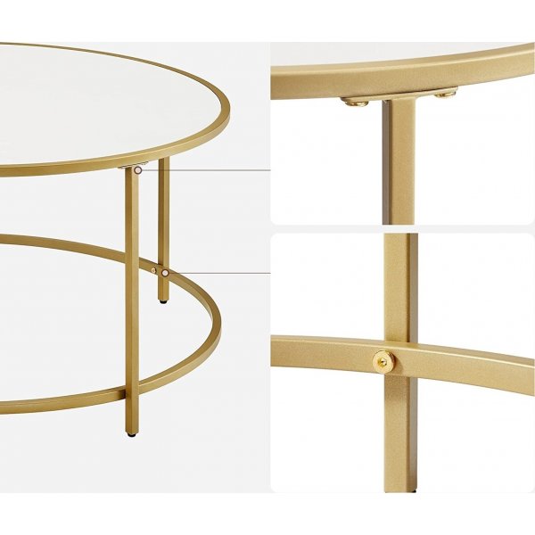 Katarina soffbord Ø84 cm - Vit/guld Katarina soffbord Ø84 cm - Vit/guld