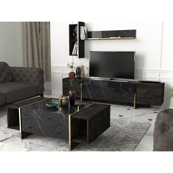 Table basse Veyron 103,8 x 60 cm - Noir/or