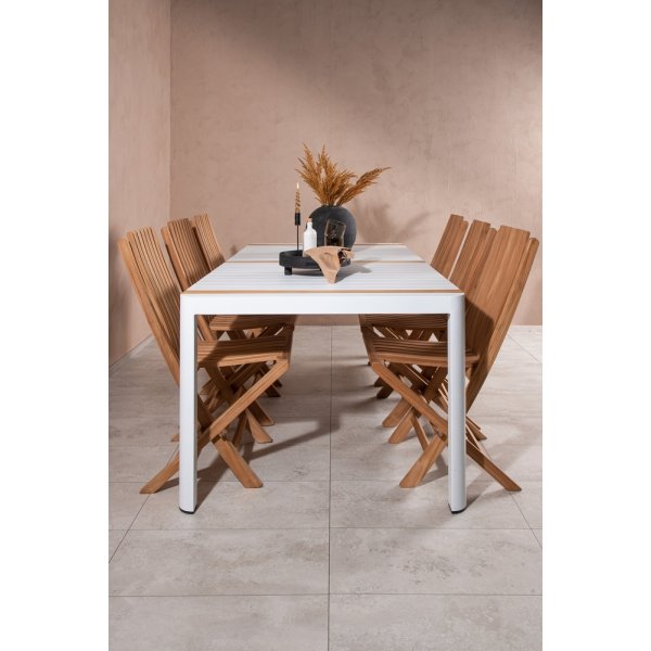 Togo utematgrupp med 6 st Ghana stolar - Teak/Vit