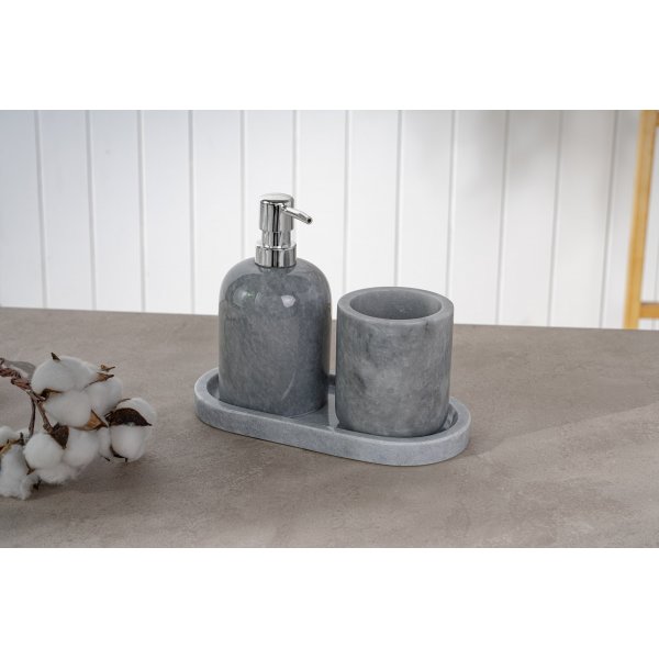 Badrumsset i grå marmor från Verona med 3 delar Badrumsset i grå marmor från Verona med 3 delar