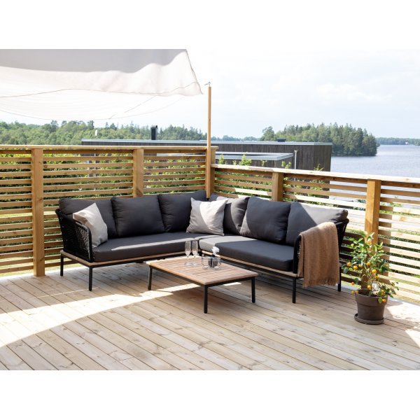 Groupe de salon Andorra - Noir/acacia Groupe de salon Andorra - Noir/acacia
