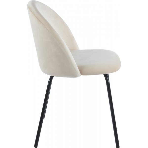 Beige stol i sammet med svarta ben - Astrid Beige stol i sammet med svarta ben - Astrid