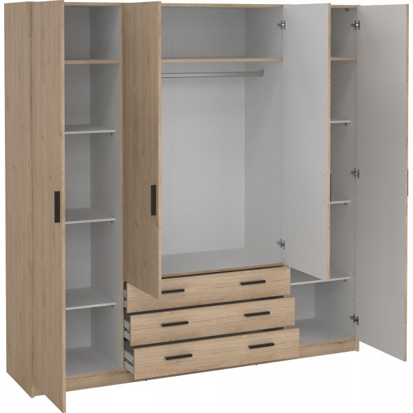Sprint garderob med 4 dörrar och 3 lådor - Hickory Sprint garderob med 4 dörrar och 3 lådor - Hickory