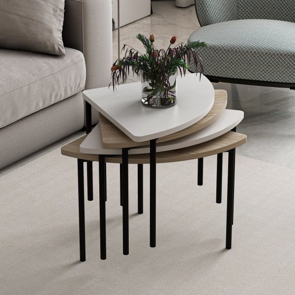 Emma soffbord Ø90 cm - Vit/valnöt Emma soffbord Ø90 cm - Vit/valnöt