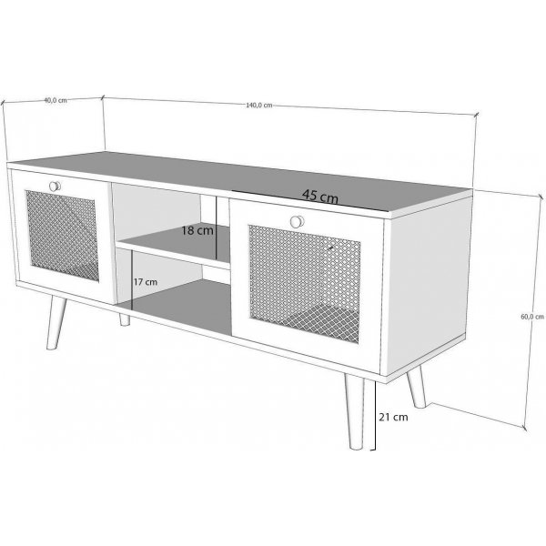 Letoon mediabank 140 cm - Eiken Letoon mediabank 140 cm - Eiken
