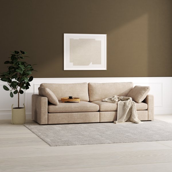 Soffa 266 cm 4-sits mrkbeige - Moby + Mbeltassar