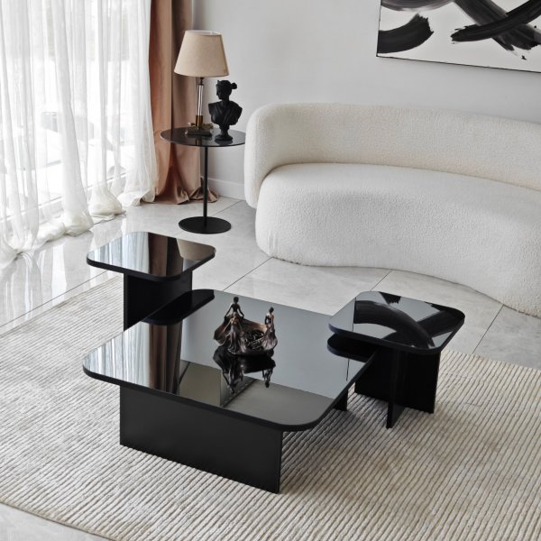 Ensemble table basse Jazz 80/40/40 x 80/40/40 cm - Noir Ensemble table basse Jazz 80/40/40 x 80/40/40 cm - Noir