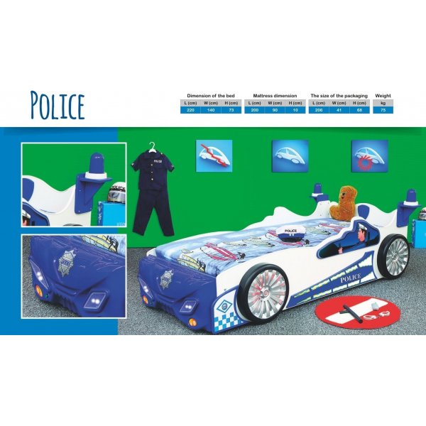 Polisbil barnsng - 90 x 200 cm
