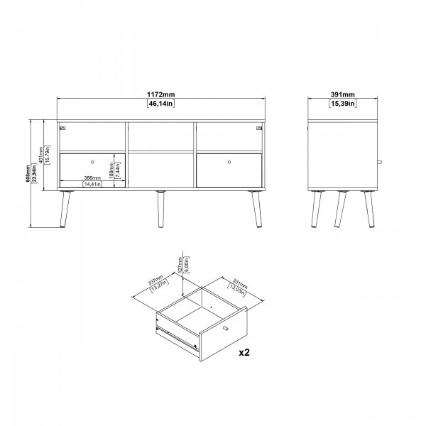 Bodo TV-möbel med 2 lådor - Matt grå Bodo TV-möbel med 2 lådor - Matt grå